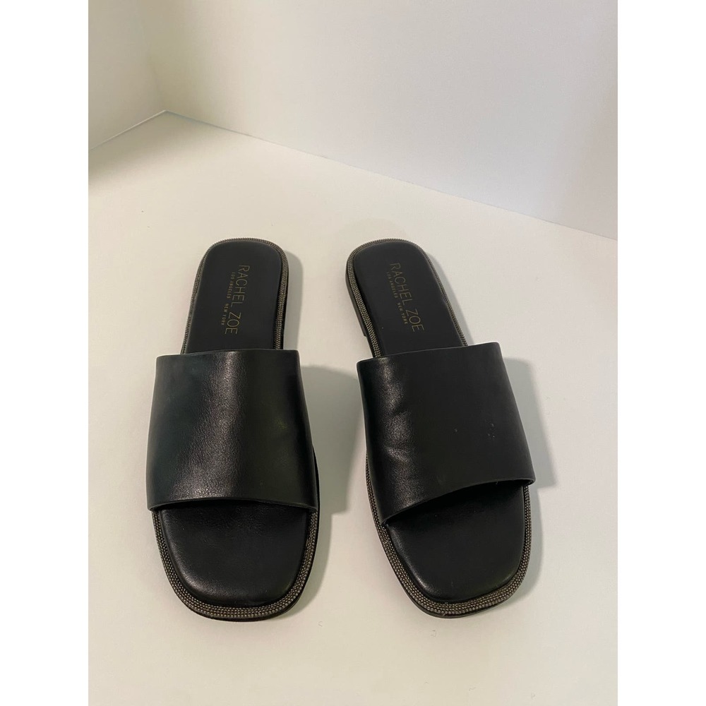 Rachel Zoe black leather slide sandals size 7.5